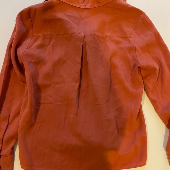 Cloth & Stone Burnt Orange Tie Front Button Down Tencel Top - Picture 6 of 7